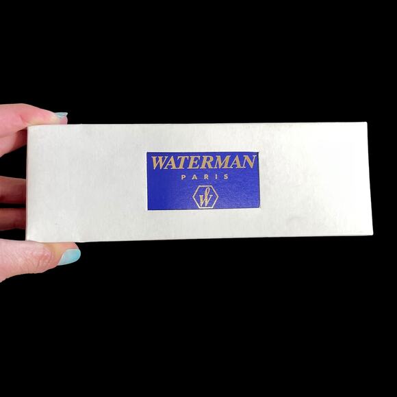 Waterman Expert II Ballpoint Pen Black Lacquer Paris France Blue Ink NOS - Picture 2 of 14